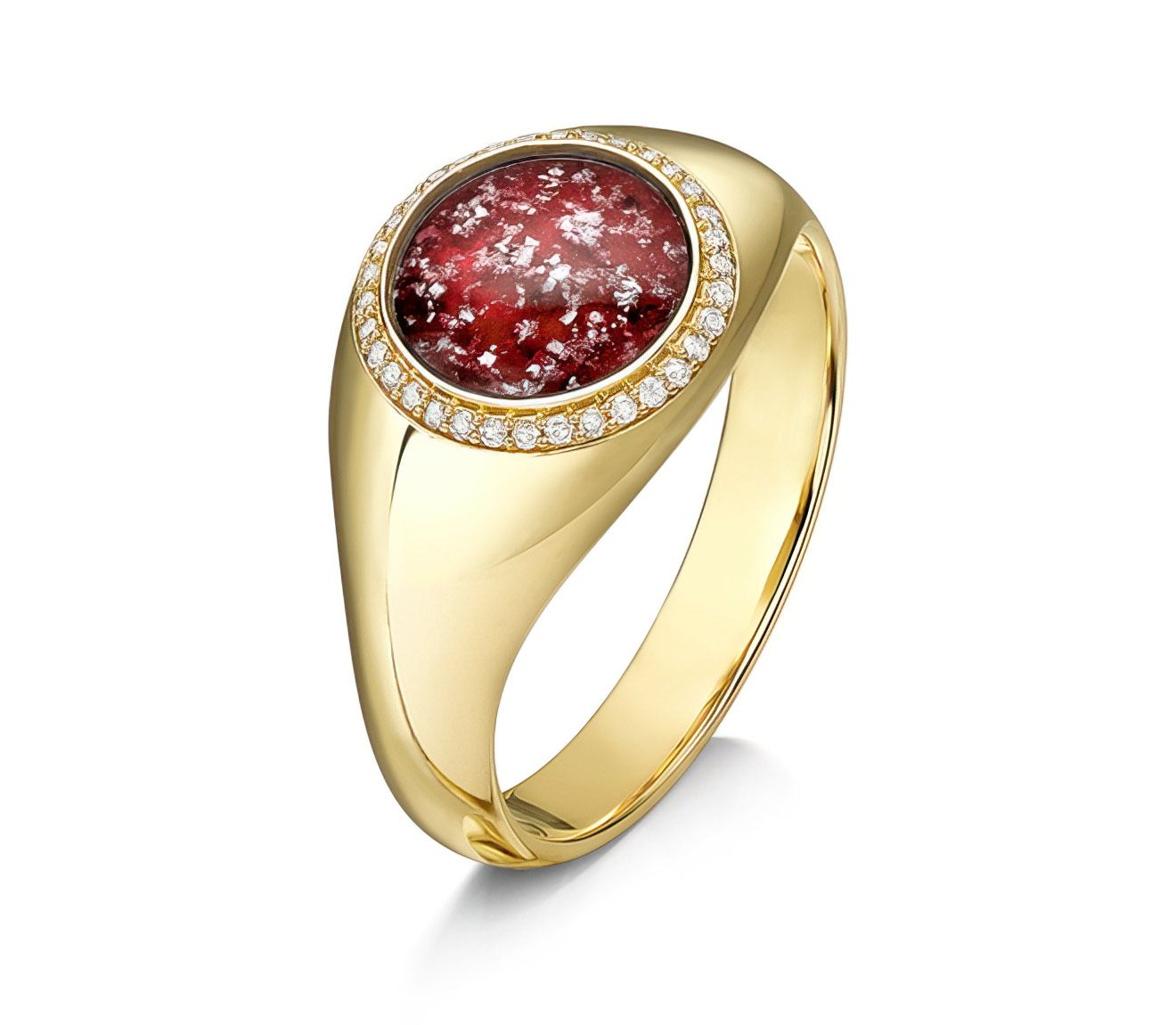 Ruby & Gold Halo Signet Ring