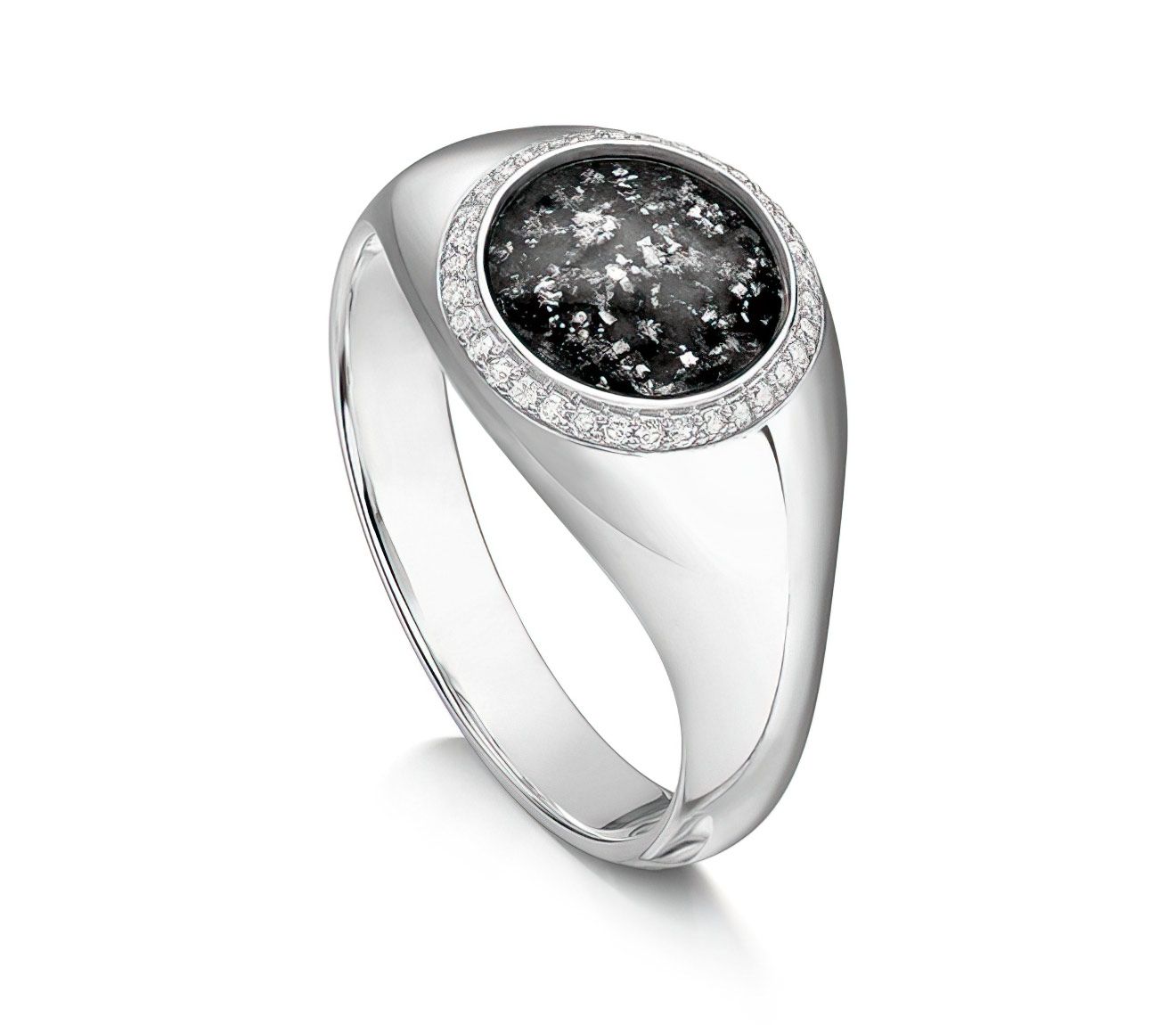 Black & Silver Halo Signet Ring