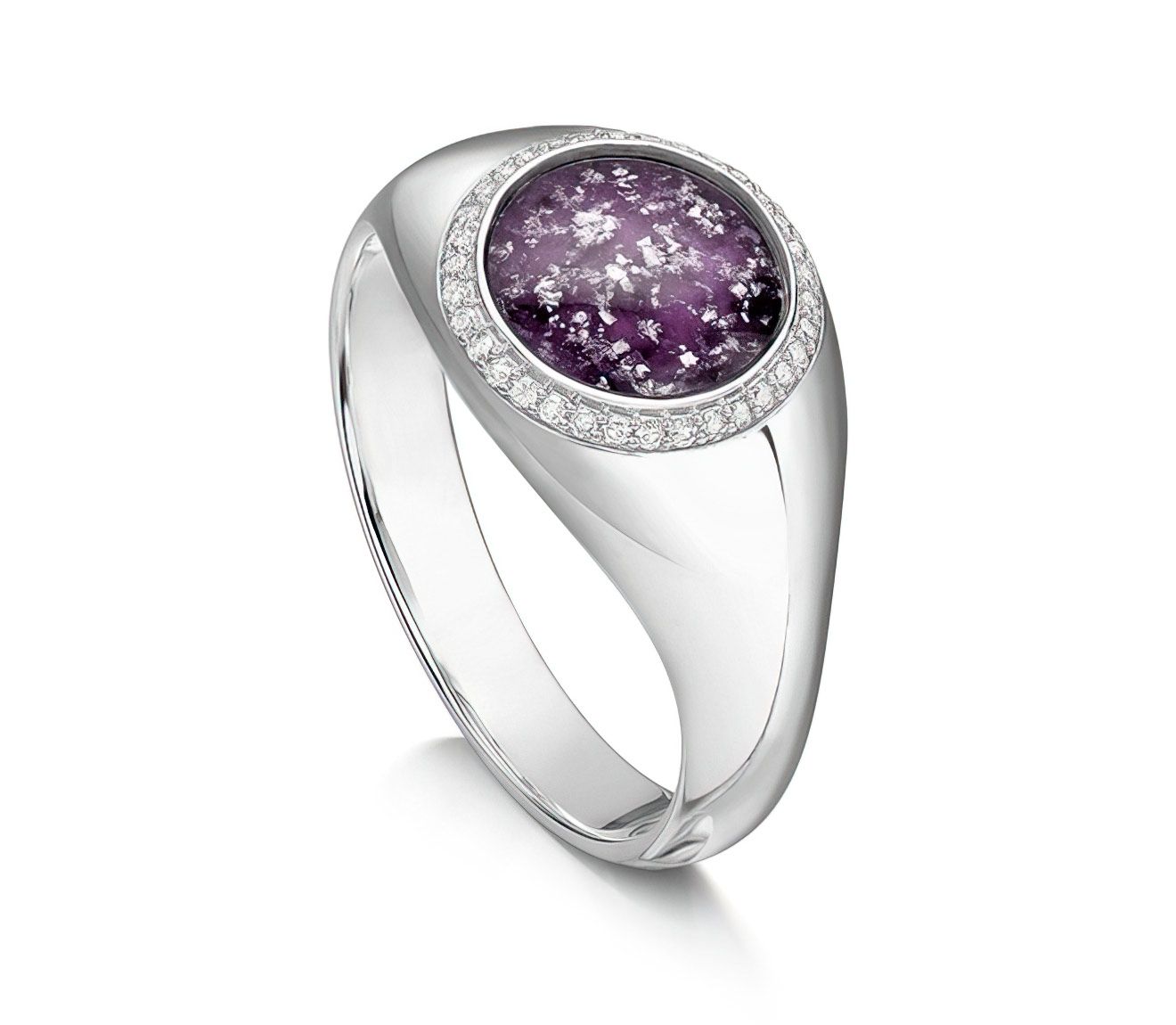 Purple & Silver Halo Signet Ring