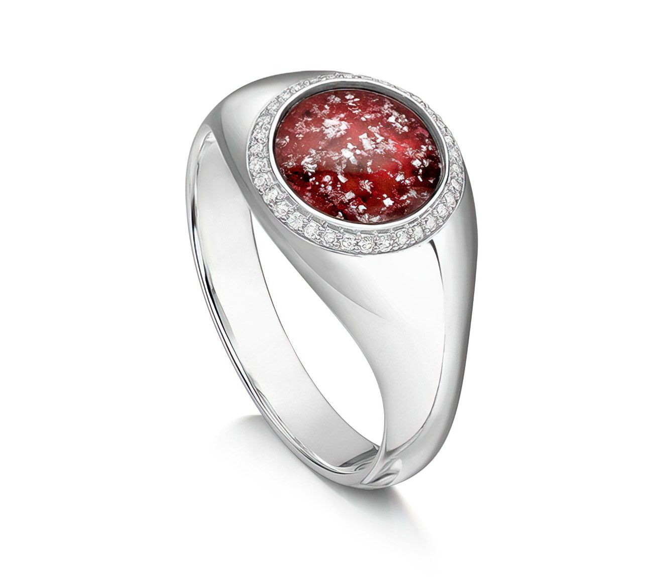 Ruby & Silver Halo Signet Ring