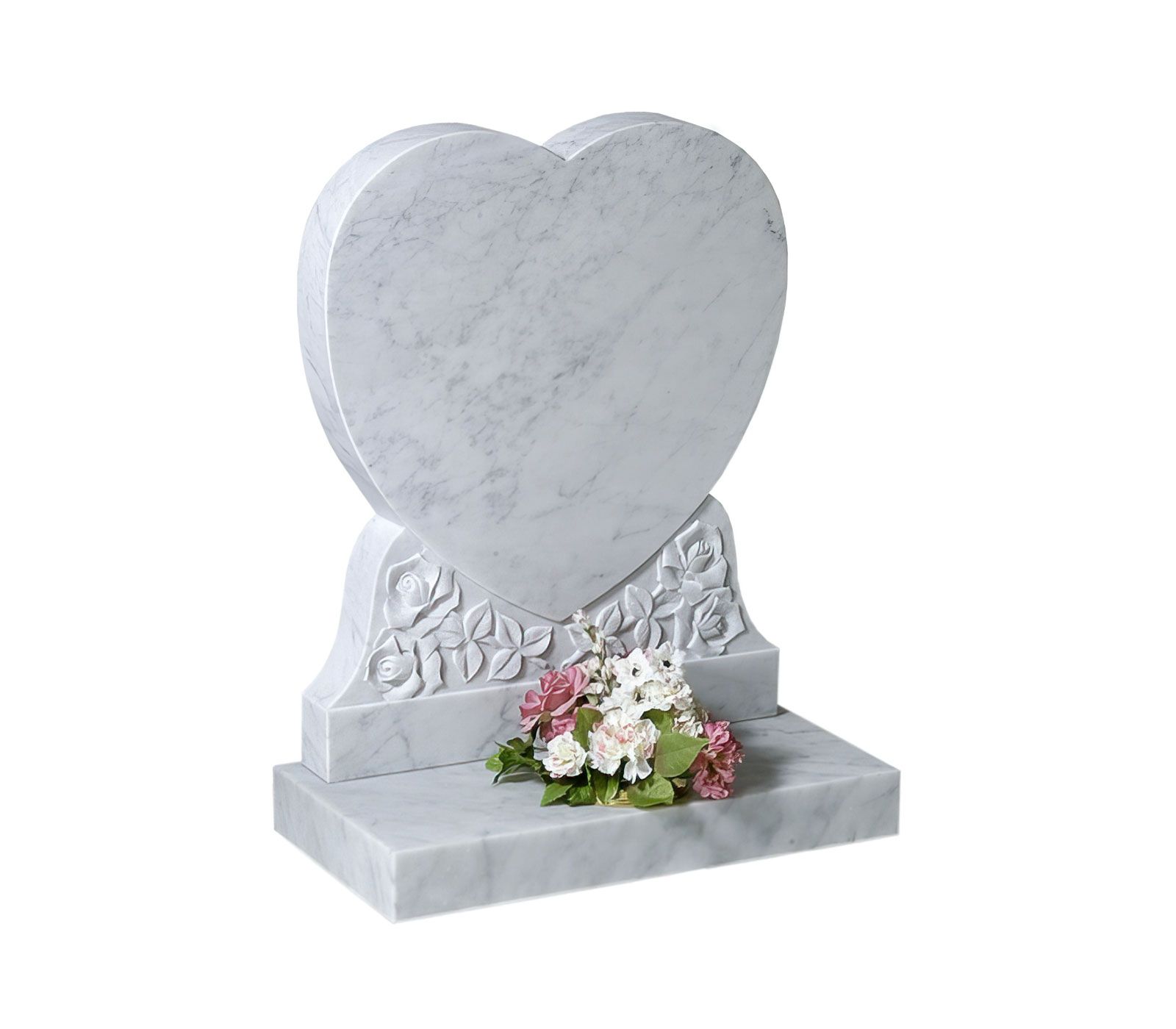 White Marble Heart Churchyard Headstone Memorial