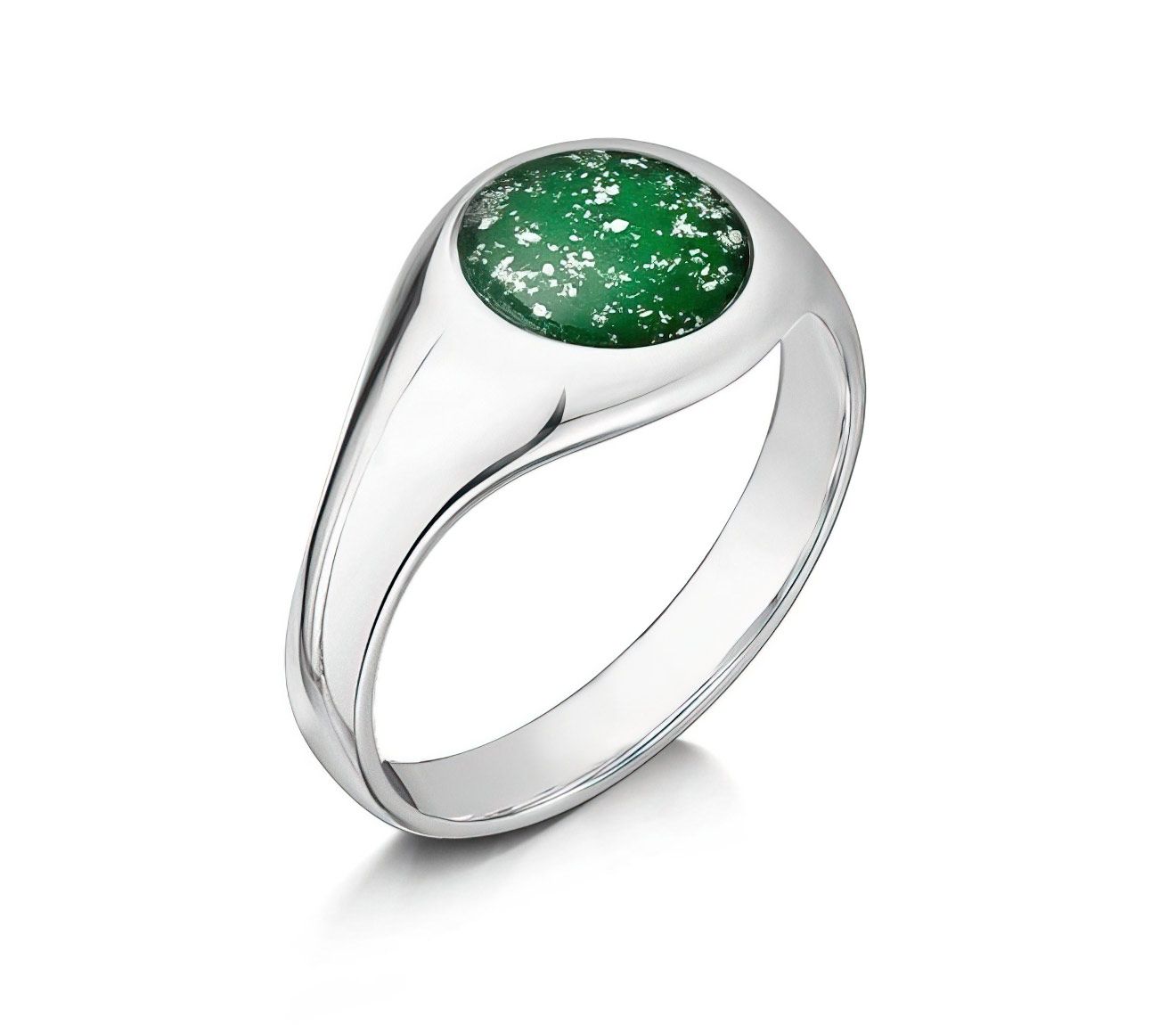 Green & Silver Classic Signet Ring