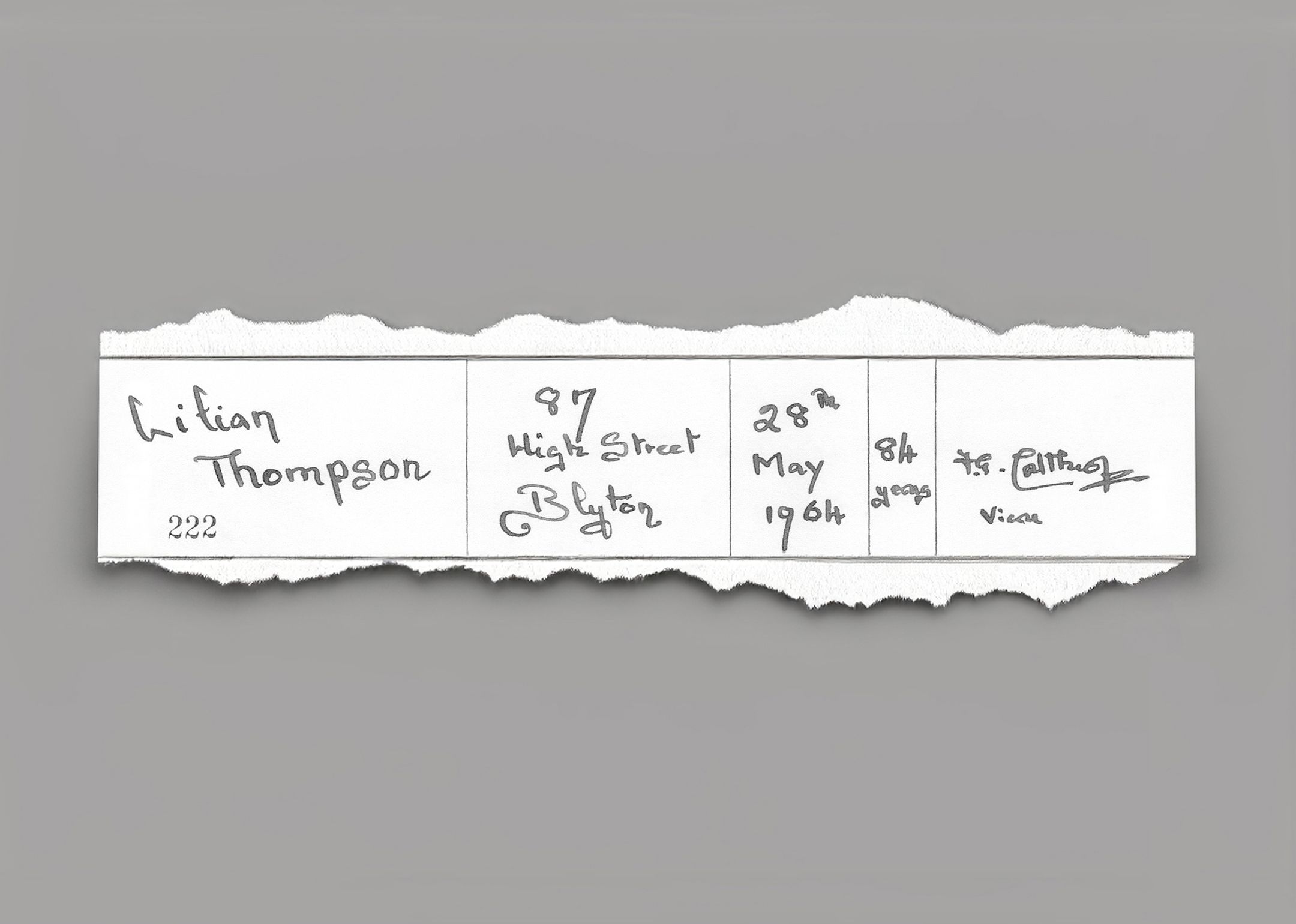 First Funeral Parish Register