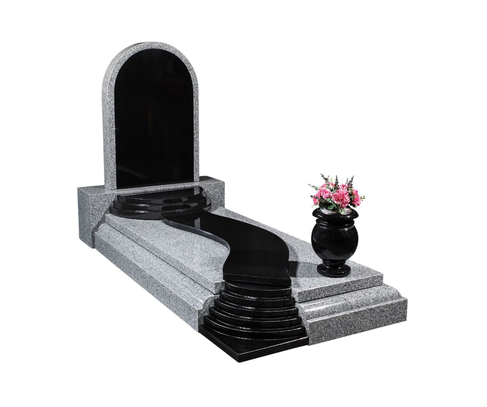 Rowe Black and Silver Granite Kerbset Memorial