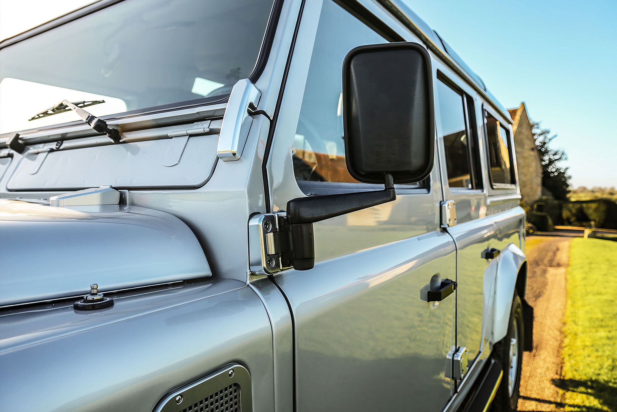 Detail of Our Silver Land Rover Defender Funeral Hearse
