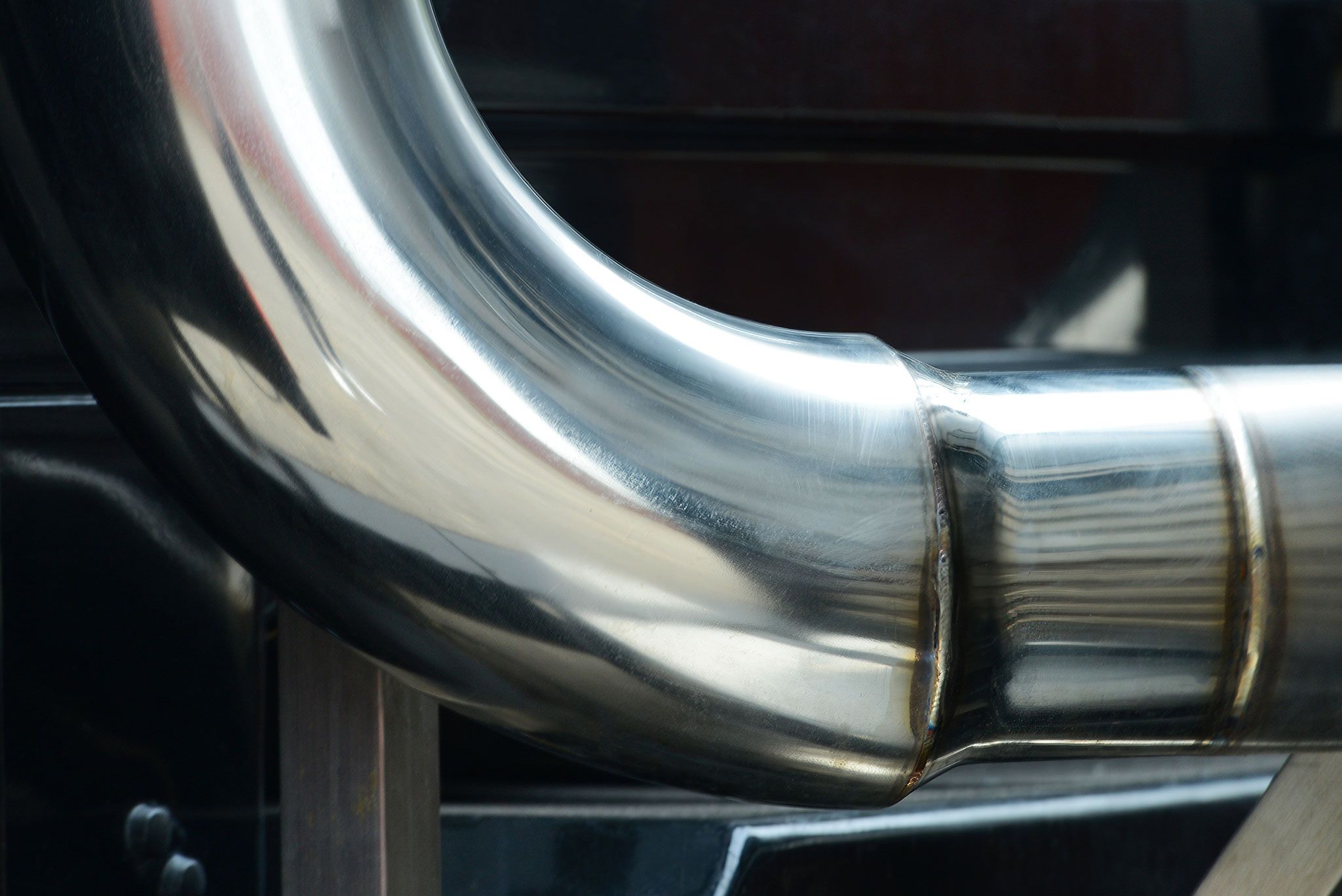 Polished Exhausts on a ERF Lorry Funeral Hearse