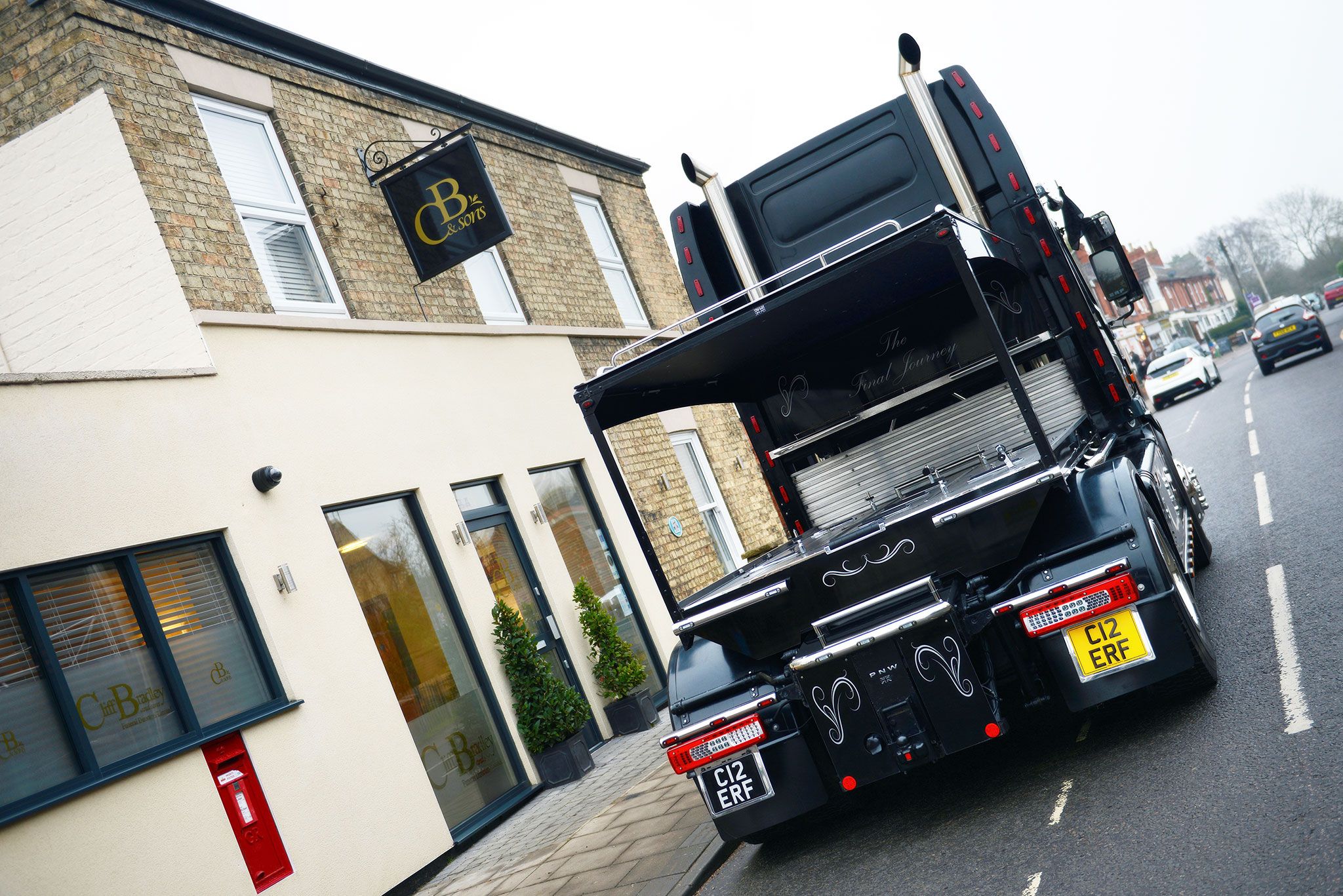 Lorry Hearse Outside our Saxilby Funeral Home