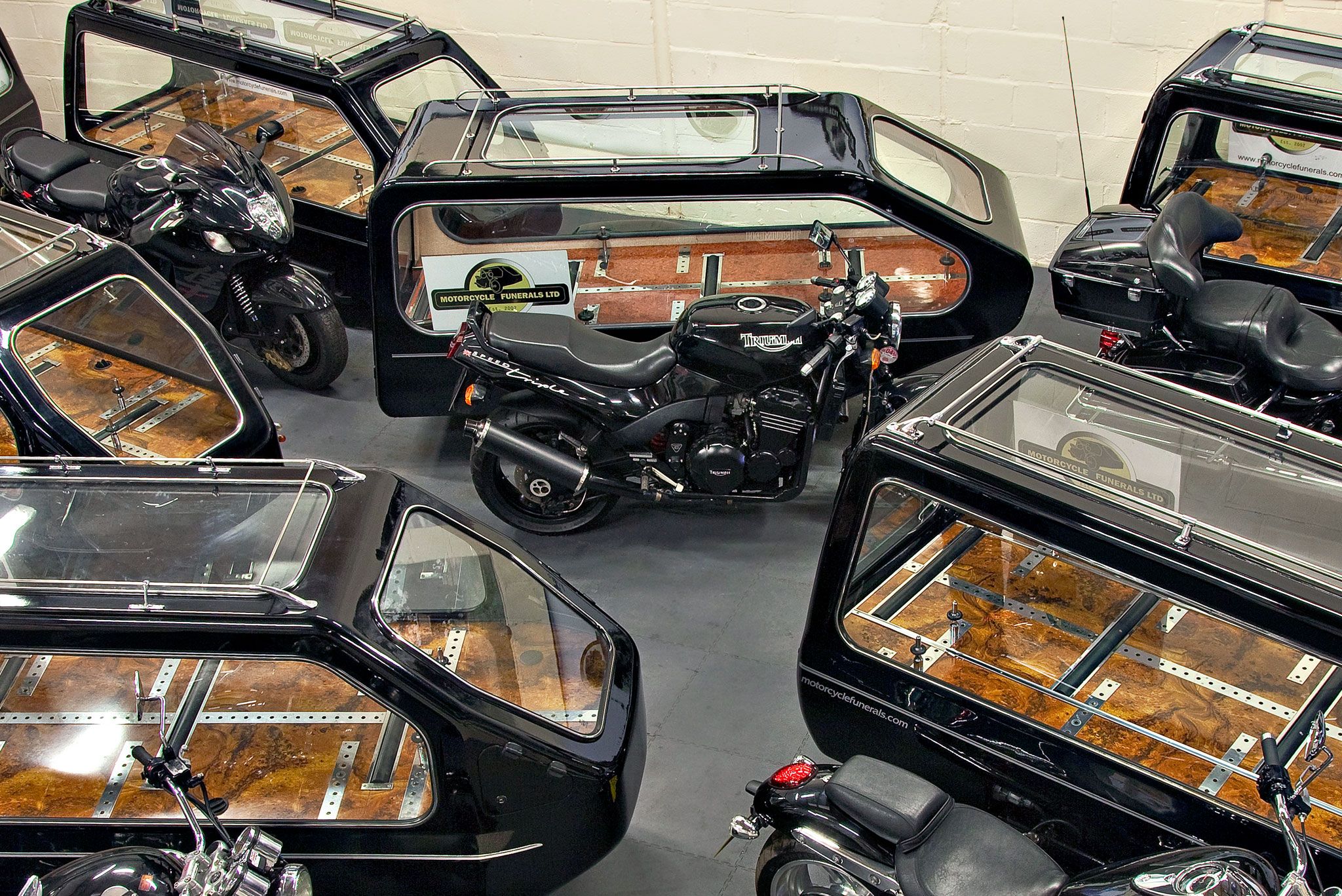 Collection of Motorcycle Hearses for Funerals